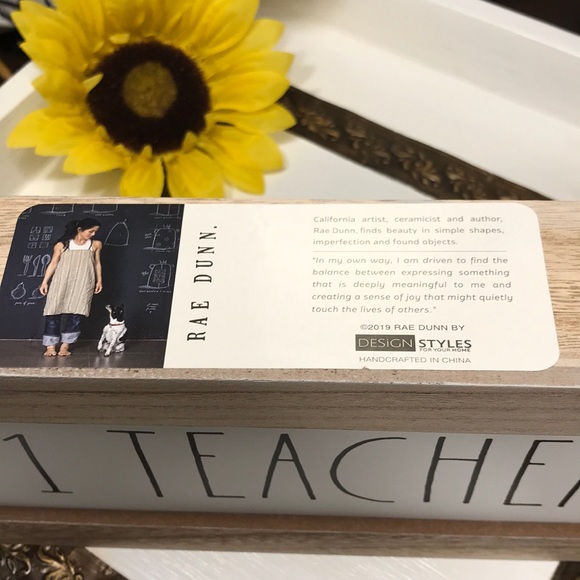 NEW Rae Dunn #1 TEACHER Sign Decoration - Picture 4 of 5